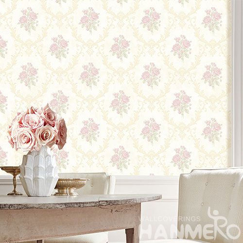 HANMERO Modern European Design Non-woven Wallpaper 0.53 * 10M Pink Flowers for Luxury Home Decoration from China Nature Sense
