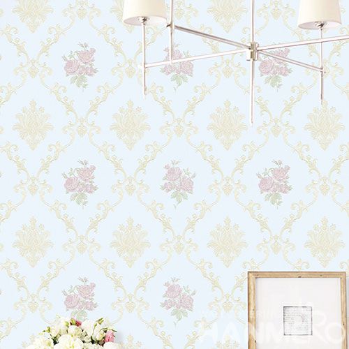 HANMERO Non-woven Strippable Classic Style Fancy Floral Wallpaper 0.53 * 10M Professional Chinese Wallcovering Exporter Best Prices