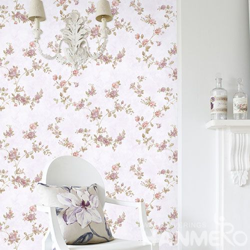 HANMERO Pink Color Beautiful Flowers Design Non-woven Wallpaper 0.53 * 10M Kids Bedroom Wall Decor Chinese New Style Hot Selling