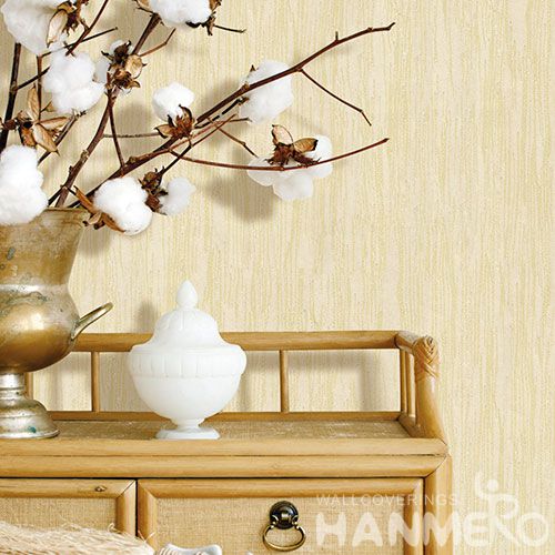 HANMERO Beige Color Non-woven Wallpaper 0.53 * 10M Natural Material Chinese Wallcovering Vendor Modern Simple Style for TV Sofa Background