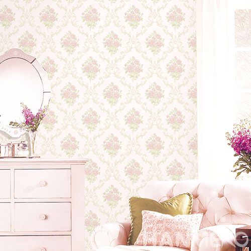HANMERO European Modern Non-woven Wallpaper 0.53 * 10M Pink Flowers Household Decor Wallcovering China Supplier CE Certificate