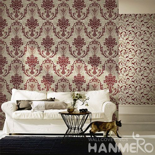 HANMERO Non-woven Modern Floral Monochrome Flocking Wallcovering Household Decor Low Price Wallpaper Hot