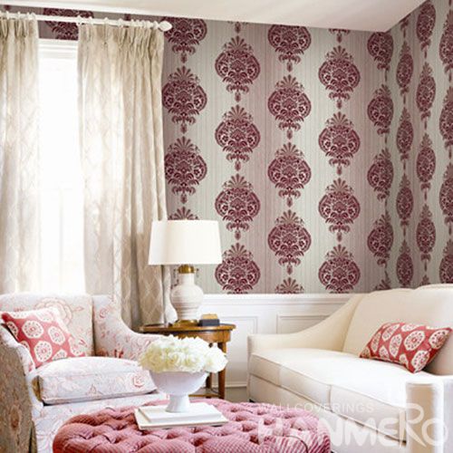HANMERO Durable Damask Pattern Non-woven Wallpaper Online Cheap 0.53 * 10M Wallcovering Photo Quality for Home Room Wall