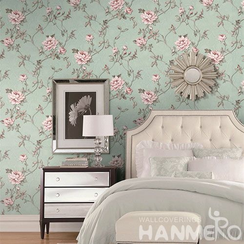 HANMERO Durable Hotels Bathroom Wallpaper PVC 1.06M European Newest Wallcovering with Nice Colors and Beautiful Floral Designs