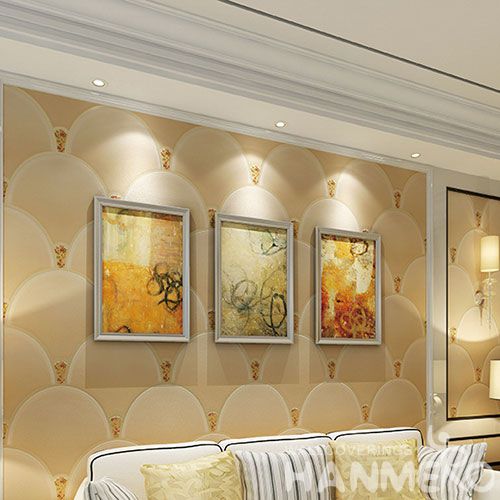 HANMERO New Arrival Household Wallcovering Supplier Beige Color Suede Wallpaper Best Prices in 0.53 * 10M / Roll