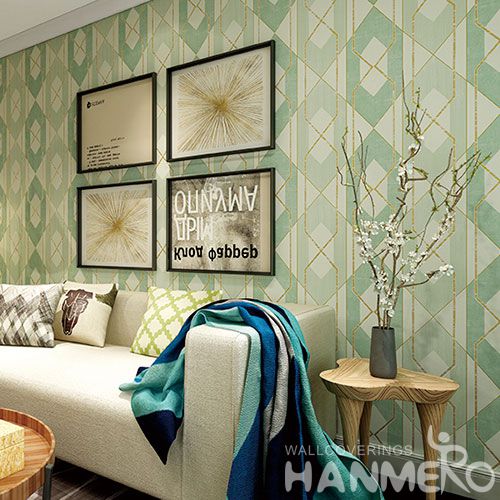 HANMERO New Arrival Geometric Pattern Bedroom Household 0.53 * 10M Suede Wallpaper for Wall Decoration from Chinese Supplier