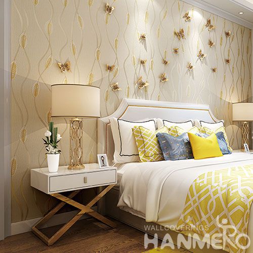HANMERO Golden Color Suede Wallcovering 0.53 * 10M Removable Foaming Wallpaper for Office Exhibition Wall Photo Quality 