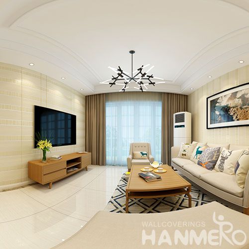 HANMERO Strippable Sitting Room Decorating Suede Wallpaper 0.53 * 10M / Roll Foaming Wallcovering from Professional Supplier