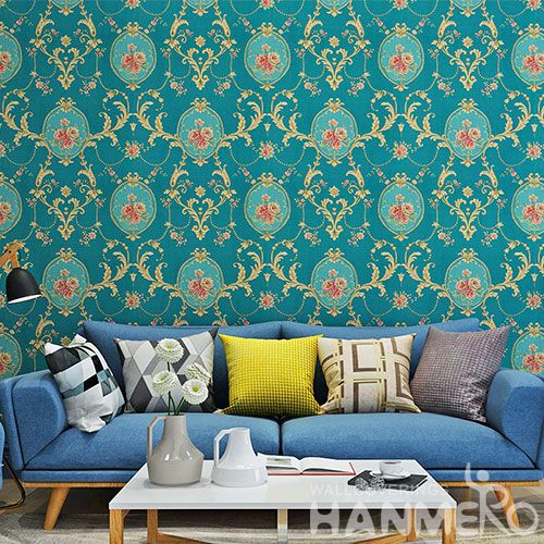 HANMERO Economical Eco-friendly Floral Design Wallpaper PVC 0.53 * 10M Natural Sense for Home Desinger European Style On Sale