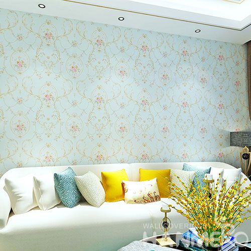 HANMERO Newest Economical Blue Color PVC 0.53 * 10M Wallpaper European Style on Sale from Chinese Factory Favorable Prices