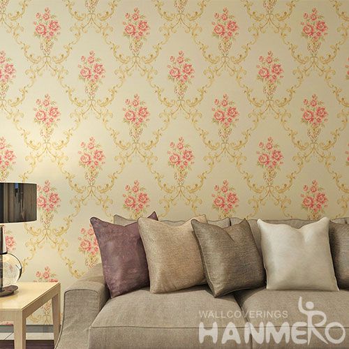 HANMERO Natural Sense Pink Flowers PVC Wallpaper 0.53 * 10M Fashion Beautiful Living Room Decorating Wallcovering Latest