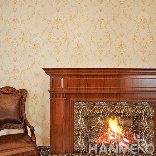 HANMERO Beige Floral Design Eco-friendly PVC 0.53 * 10M Wallpaper Chinese Exporter for Interior Home Room Decoration