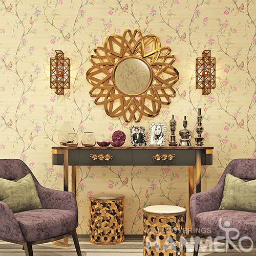 HANMERO Chinese 0.53 * 10M Fancy Stylish Pink Flwers Design Wallpaper for Elegant Home Room Wall Decoration Top Grade