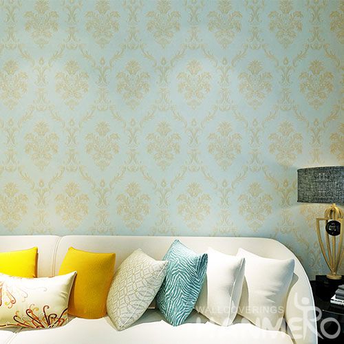 HANMERO Classic Light Blue Czoy Color PVC 0.53 * 10M Wallcovering for Bedroom Chinese Wallpaper Supplier European Style