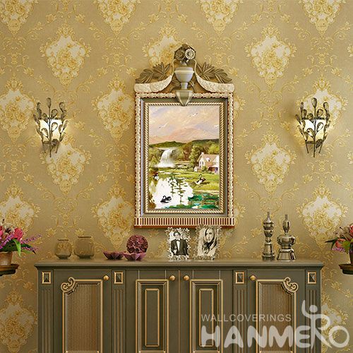 HANMERO Removable PVC Wallpaper 0.53 * 10M Floral Chinese Wallcovering Vendor European Style for Room TV Sofa Background