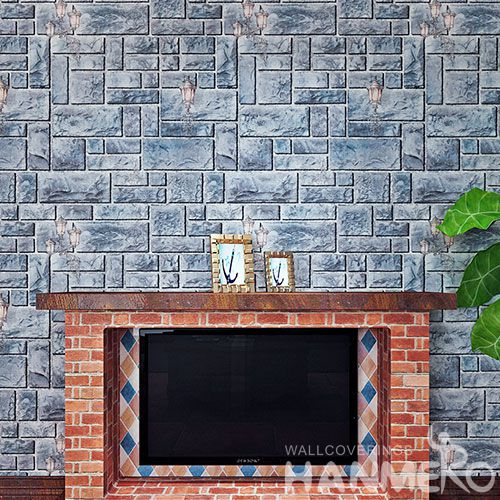 HANMERO Household 3D Stone Design Wall Wallpaper PVC 0.53 * 10M Wallcovering from Chinese Factory in Modern Style