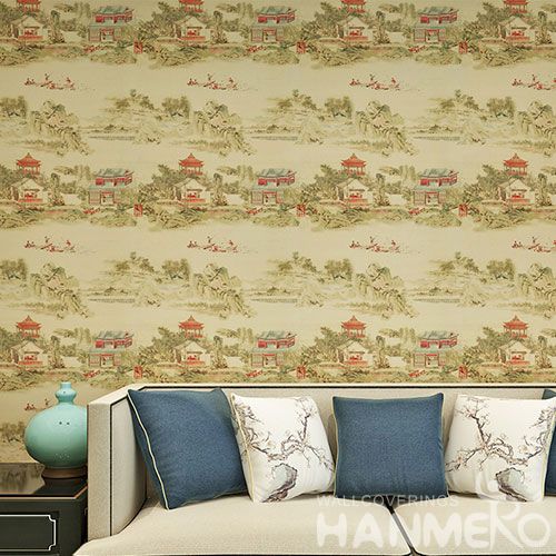 HANMERO Chinese Style Landscape PVC 0.53 * 10M Wallpaper Wallcovering Wholesale Prices for Living Room Decorative