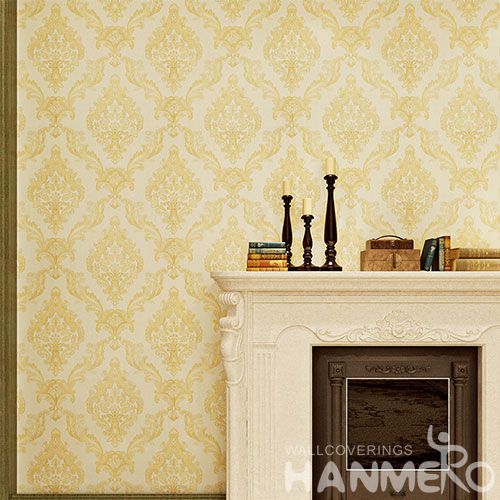 HANMERO Beautiful Beige Color Fashion Design Floral Wallcovering PVC 0.53 * 10M / Roll Room Decorative Wallpaper