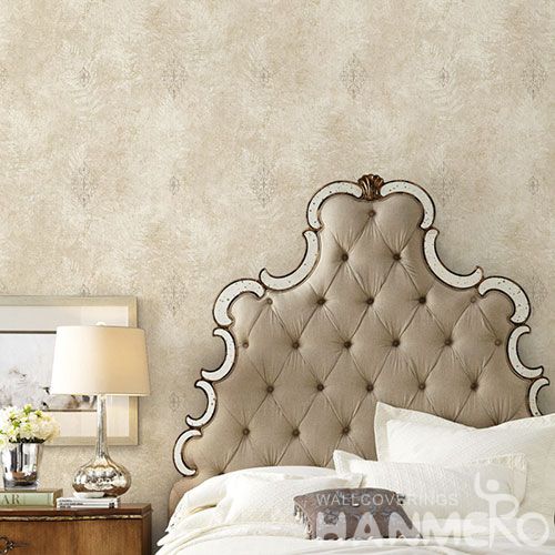 HANMERO European Non-woven Embroidery 0.53*10M Light Brown Flower Wallpaper Supplier From China