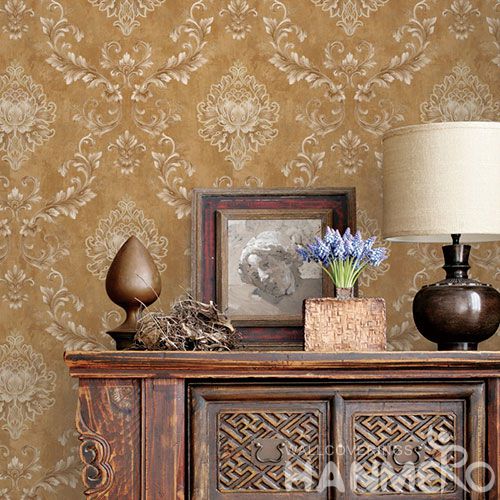 HANMERO European Non-woven Embroidery 0.53*10M Brown Flower Wallpaper Supplier From China