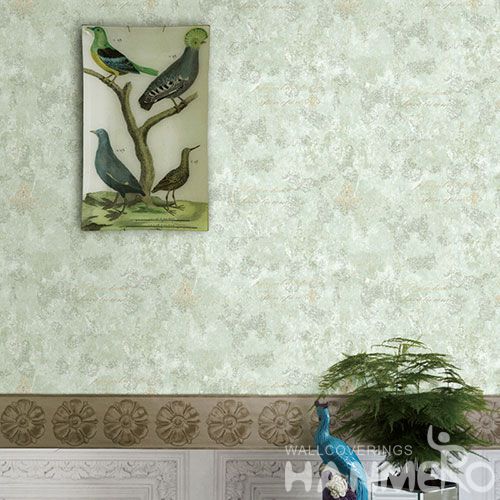 HANMERO Modern Non-woven Embroidery 0.53*10M Green Wallpaper Supplier From China