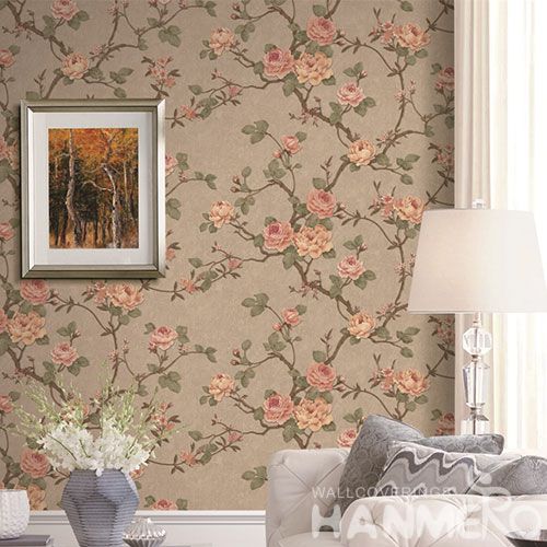 HANMERO 1.06M PVC Material Wallpaper with Beautiful Flowers Designs for Wallcovering Distributors from China