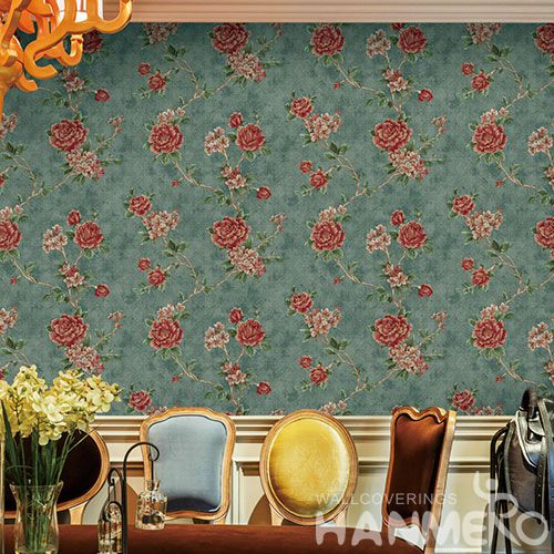 HANMERO Living Room Bedroom Strippable Modern European Pink Flowers Wallpaper 0.53 * 10M Non-woven Wallcovering Wholesaler Exporter from China