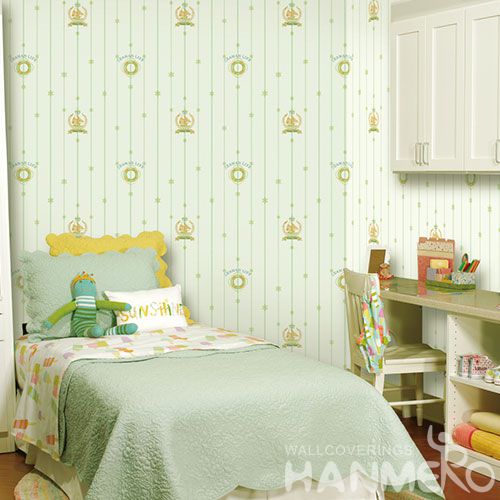 HANMERO Kids Room Exported Household Light Green Color Wallpaper Non-woven 0.53 * 10M Stylish Wallcovering Distributor from China New Style