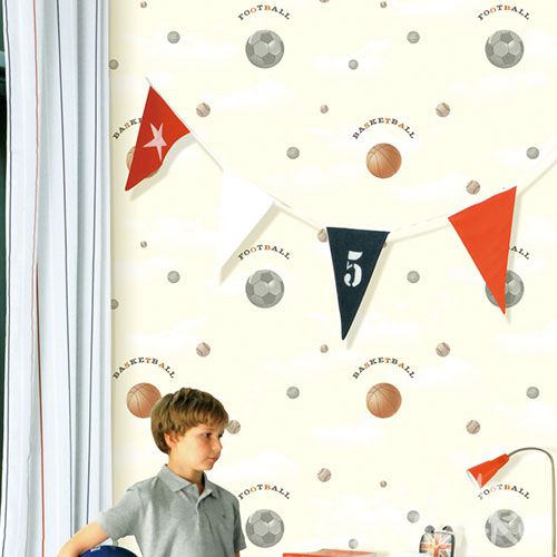 HANMERO Chinese Exported Strippable Kids Room Decoration Wallcovering Basketball Design Non-woven 0.53 * 10M Wallpaper Wholesale Prices