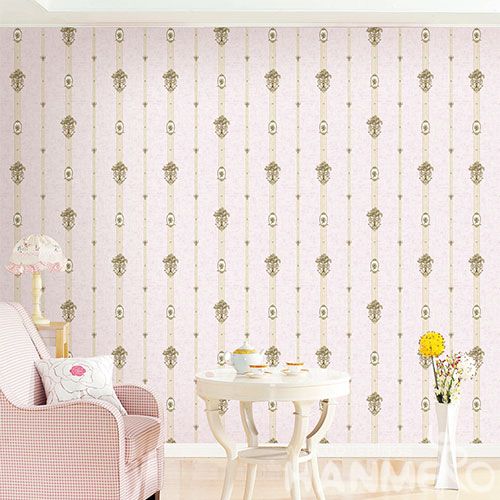 HANMERO Stripes Popular Interior Room Decorative Non-woven 1.06M Wallpaper Pink Color Wallcovering Factory New Latest