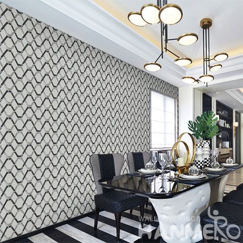 HANMERO Black White Color Home Interior Non-woven 1.06M Wallpaper for TV Sofa Background from Professional Wallcovering Manufacturer