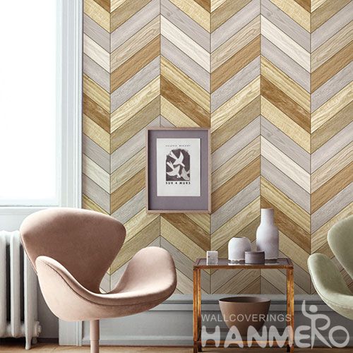 HANMERO Vinyl Affordable Sofa Background Wallpaper Wood Texture PVC 0.53 * 10M Modern Design from Chinese Factory Fancy