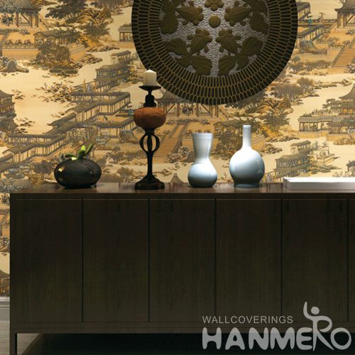 HANMERO Vinyl-coated Waterproof 0.53 * 10M Wallpaper from Professional Wallcovering Dealer Traditional Chinese Style