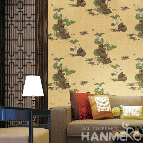 HANMERO Nature Landscape 0.53 * 10M / Roll Wallpaper PVC Kids Bed Room Wallcovering Beautiful Flowers in Classic Style on Sale