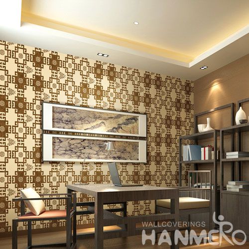 HANMERO Vinyl  Chinese Style Wallcovering 0.53 * 10M PVC Factory Sell Directlly Wallpaper for Study Room in Stock Wholesale
