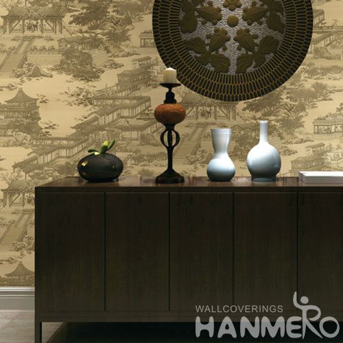 HANMERO Traditional Chinese Style PVC Wallpaper for Home Living Room Wall Decoration 0.53 * 10M at Wholesale Prices
