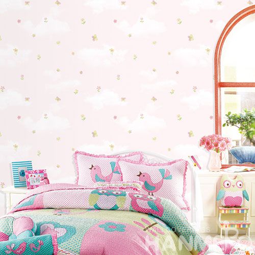 HANMERO Children Room Decorative Wallcovering Chinese Factory Hot Sex Carton Design Floral Pattern Non-woven Wallpaper Factory Wholesale Prices