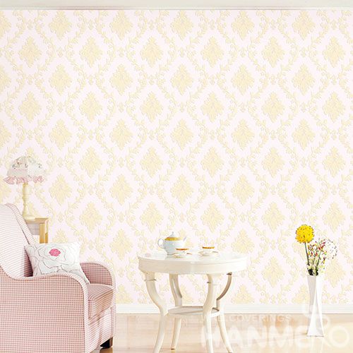 HANMERO Damask Hot Selling Yellow Flowers Pattern Wallpaper Non-woven Interior Wallcovering for Home Decoration from Chinese Supplier