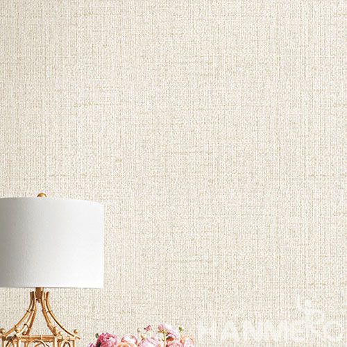 HANMERO Chinese Light Beige Wallcovering Supplier Natural Material PVC Wallpaper for Commericial Office Wall Usage