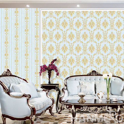 HANMERO New Arrival Eco-friendly Colorful PVC Wallpaper in Modern Damask Design for Elegant Home Study Room Decoration