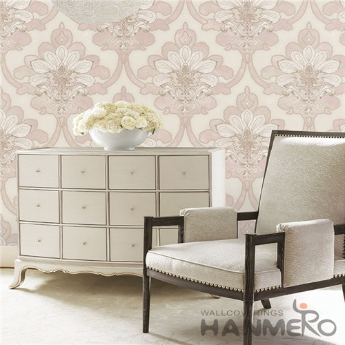 HANMERO PVC Sofa TV Background Decor Wallpaper Modern European Cozy Style 1.06M Pink Flowers Wallcovering from China