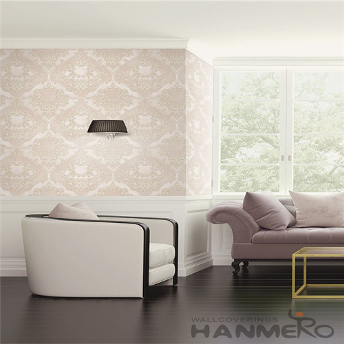 HANMERO PVC 1.06M Vinyl Wallpaper Natural Pink Color Chinese Wallcovering Supplier Classic Damask Style for Room TV Sofa Background