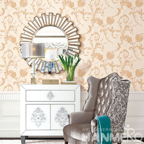 HANMERO Modern European PVC Beige Color Wallpaper Fancy Vines Pattern from Chinese Professional Wallcovering Manufacturer