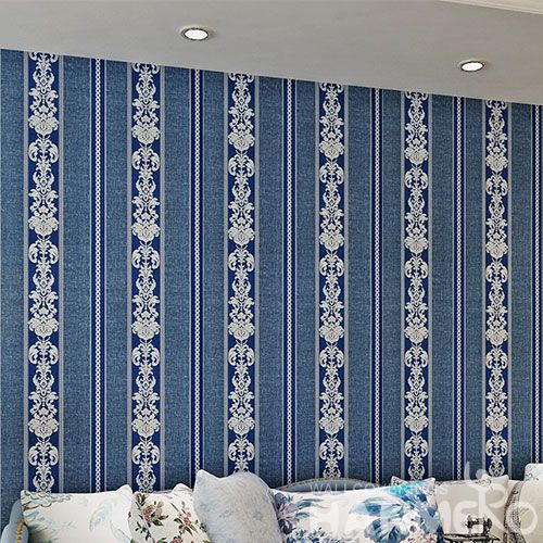 HANMERO Blue Stripes New Arrival Modern Removable Wallpaper Wallcvoering PVC 0.53 * 10M Classic Design Chinese Vendor