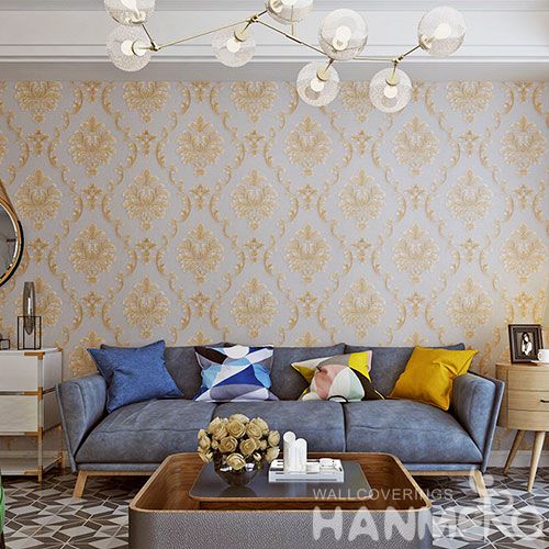 HANMERO Classic Damask 0.53 * 10M PVC Wallcovering Factory Office Kitchen Wall Decor Natural Material High Quality Wallpaper