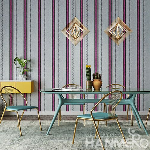 HANMERO Classic European Style Wallcovering Manufacture Stripes Pattern PVC 0.53 * 10M Wallpaper Study Room Office Decorative