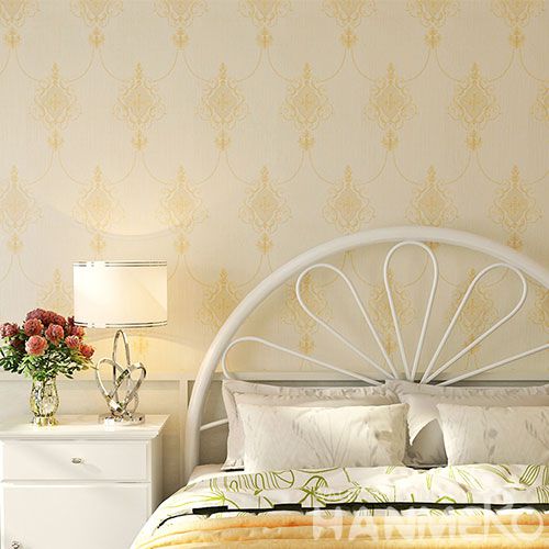 HANMERO Chinese Home interior Modern Luxury Wallpaper Beige Color 0.53 * 10M PVC Room Decoration Wallcovering Wholesaler