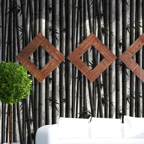 HANMERO Modern Style PVC 0.53 * 10M / Roll Cheap Wallpaper 3D Bamboo Pattern Chinese Wallcovering Manufacturer
