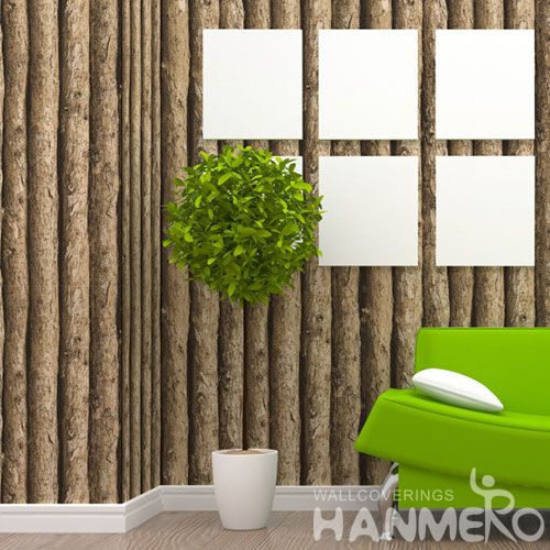 HANMERO Eco-friendly Natural 3D Wood PVC Retro Wallpaper 0.53 * 10M Fashion Living Room Decorating Wallcovering Latest