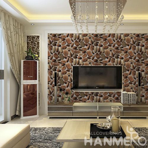 HANMERO Eco-friendly Vinyl-coated PVC 3D Stone Wallcovering Bathroom Bedroom Wall Decor 0.53 * 10M Decorative Wallpaper Modern Simple